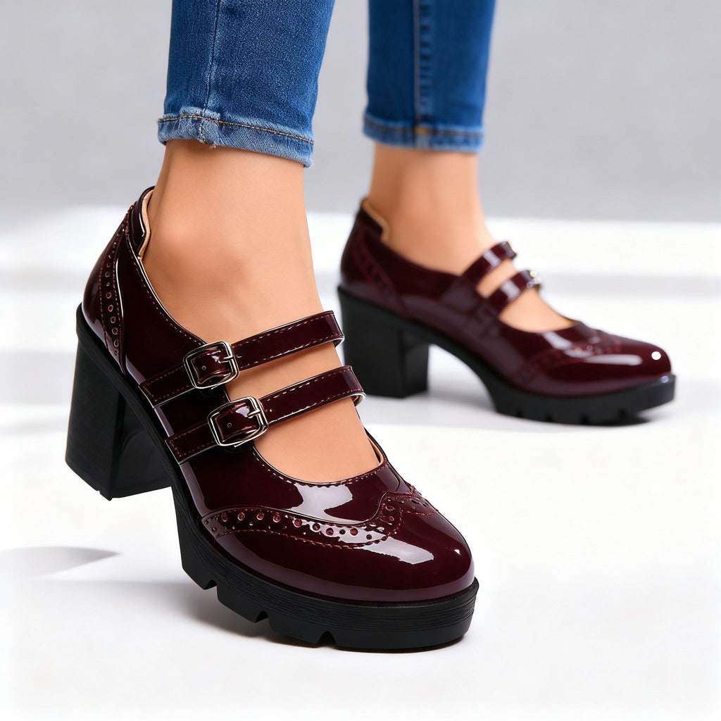 Remi | Women's Platform Mary Jane Brogue Heels