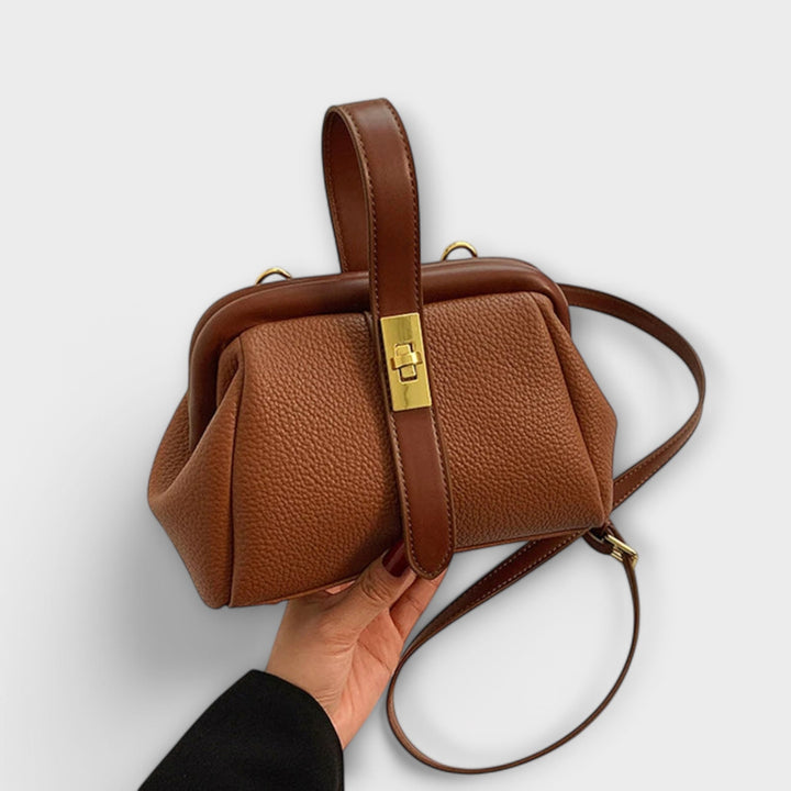 Ivy | Women’s Elegant Brown Mini Handbag with Turn Lock