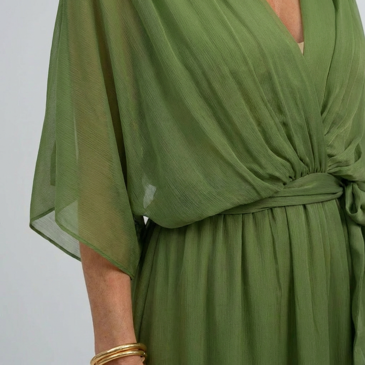 Bonnie | Women’s Chiffon Midi Wedding Guest Dress Tie Waist