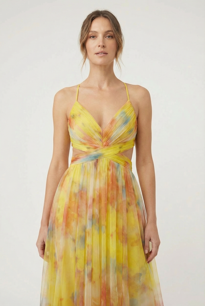 Sienna | Women's Floral Chiffon Maxi Dress Adjustable Elegant