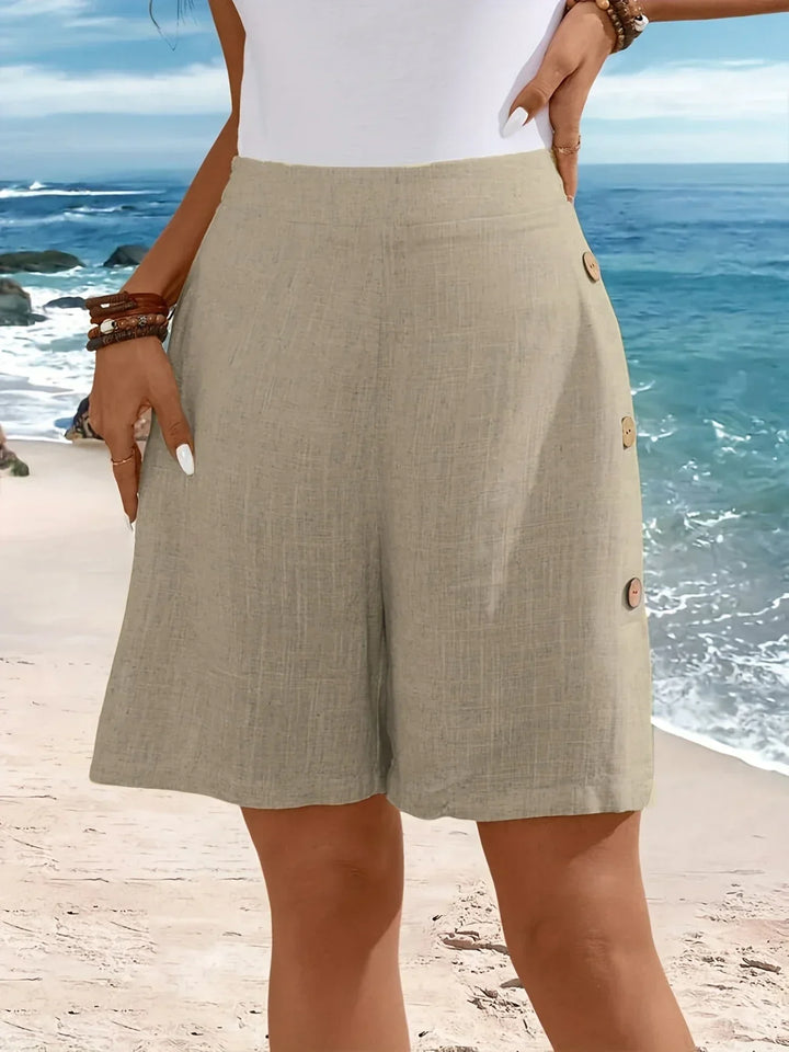 Zarelle | Women's High Waisted Button Accent Shorts Casual