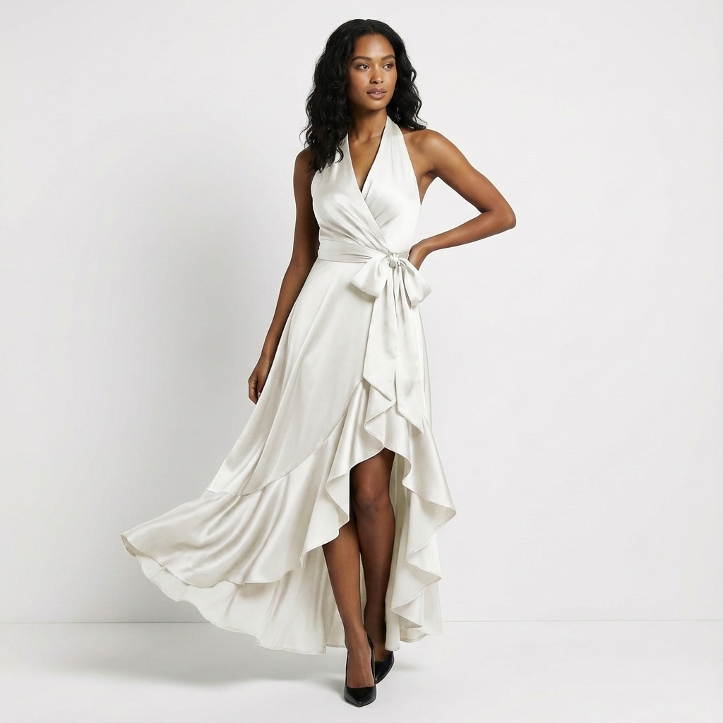 Elaine | Women’s Maxi Wedding Guest Dress Tie Waist Bow