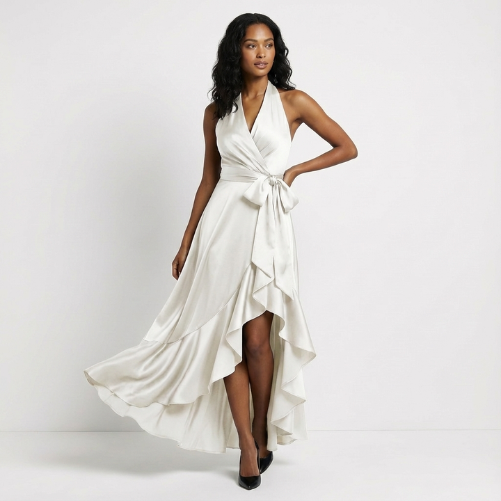 Elaine | Women’s Maxi Wedding Guest Dress Tie Waist Bow
