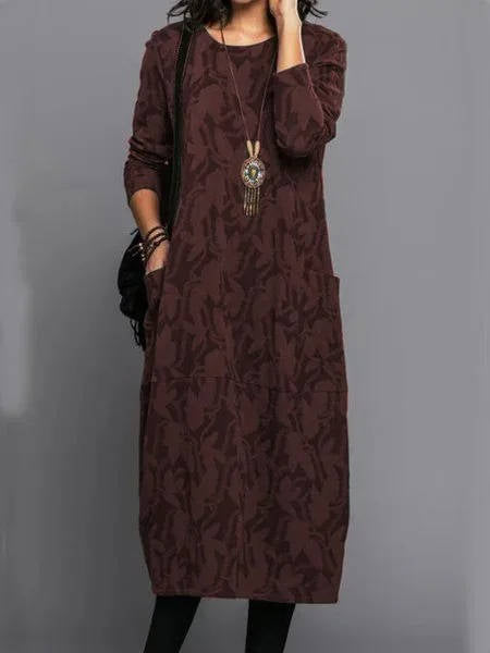 Lennox | Women's Long Sleeve Midi Dress with Pockets Casual