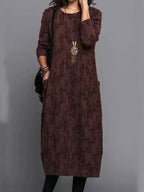 Lennox | Women's Long Sleeve Midi Dress with Pockets Casual