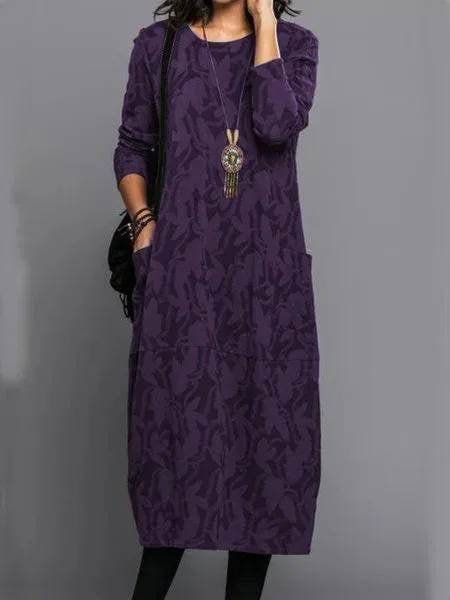 Lennox | Women's Long Sleeve Midi Dress with Pockets Casual