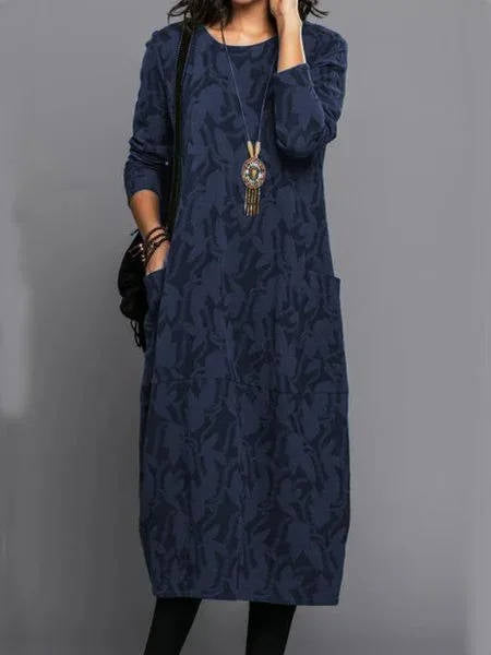 Lennox | Women's Long Sleeve Midi Dress with Pockets Casual