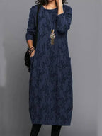 Lennox | Women's Long Sleeve Midi Dress with Pockets Casual