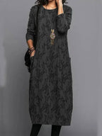 Lennox | Women's Long Sleeve Midi Dress with Pockets Casual