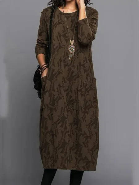 Lennox | Women's Long Sleeve Midi Dress with Pockets Casual