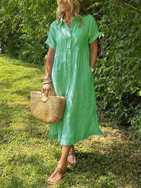 Sutton | Women's Elegant Striped Shirt Dress