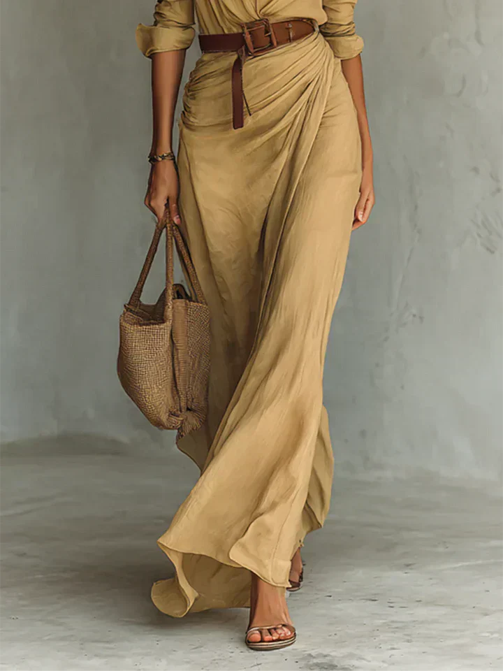 Sienna | Women's Wrap Shirt Maxi Dress Elegant