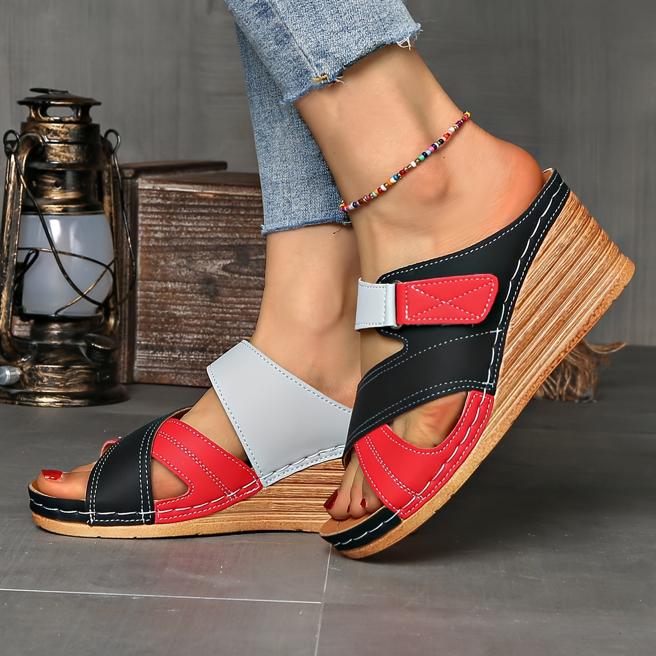 Aerith | Women's Two Tone Wedge Sandals