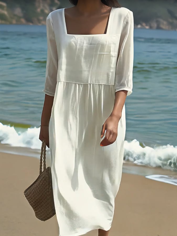 Sanne | Women's Square Neckline Casual Dress Chic