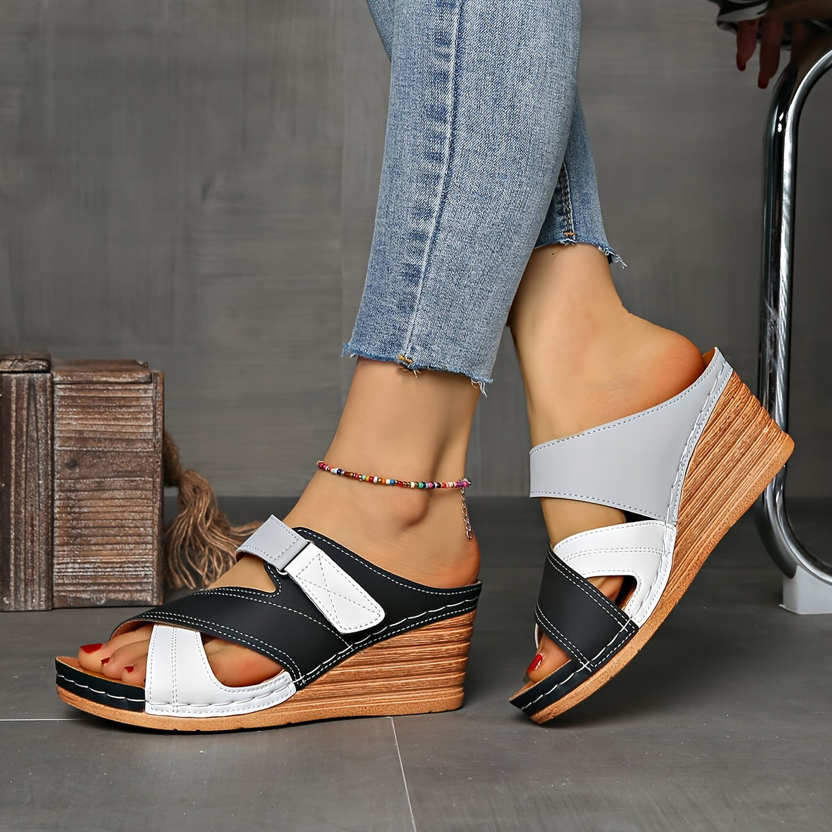 Aerith | Women's Two Tone Wedge Sandals