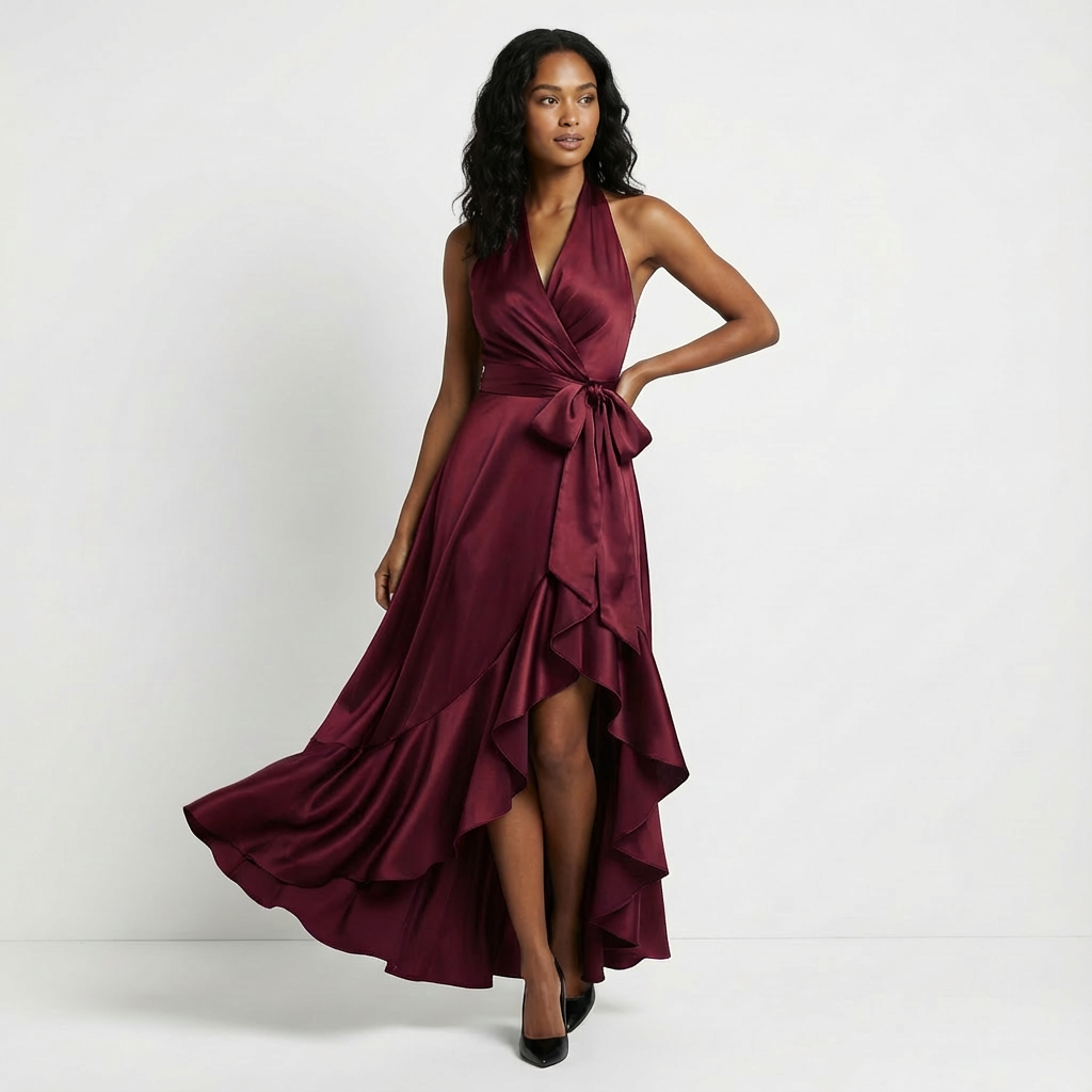 Elaine | Women’s Maxi Wedding Guest Dress Tie Waist Bow