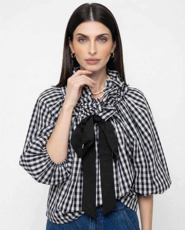 Elara | Women’s Ruffle Collar Bow Tie Blouse