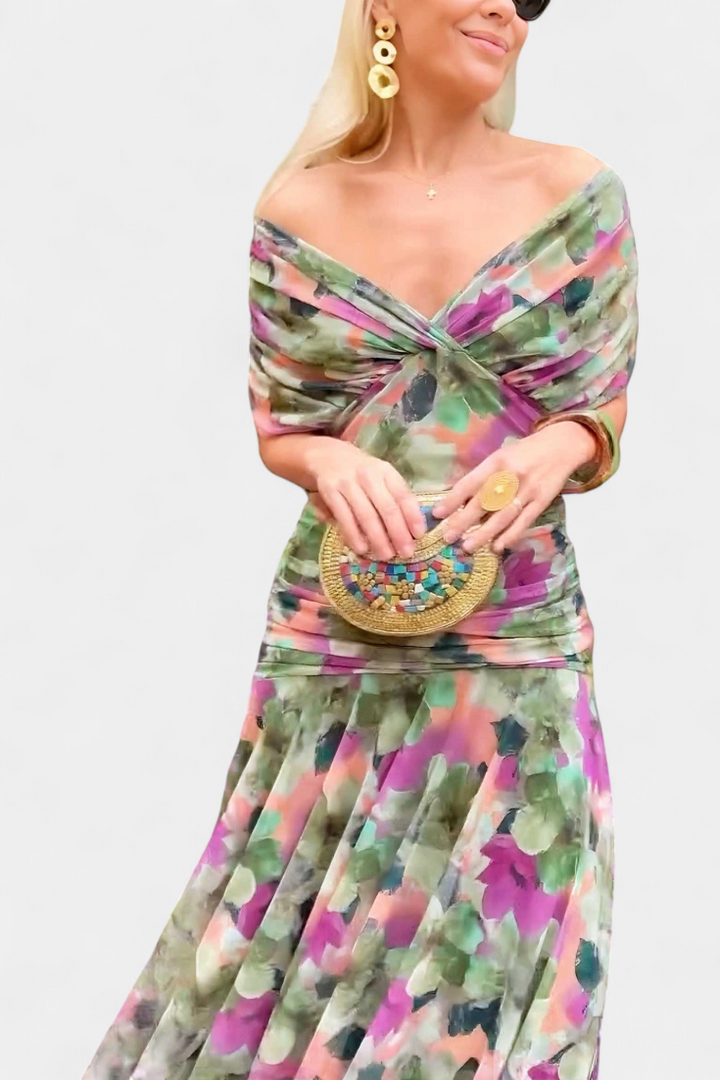 Jolene | Women's Floral Off-Shoulder Midi Dress