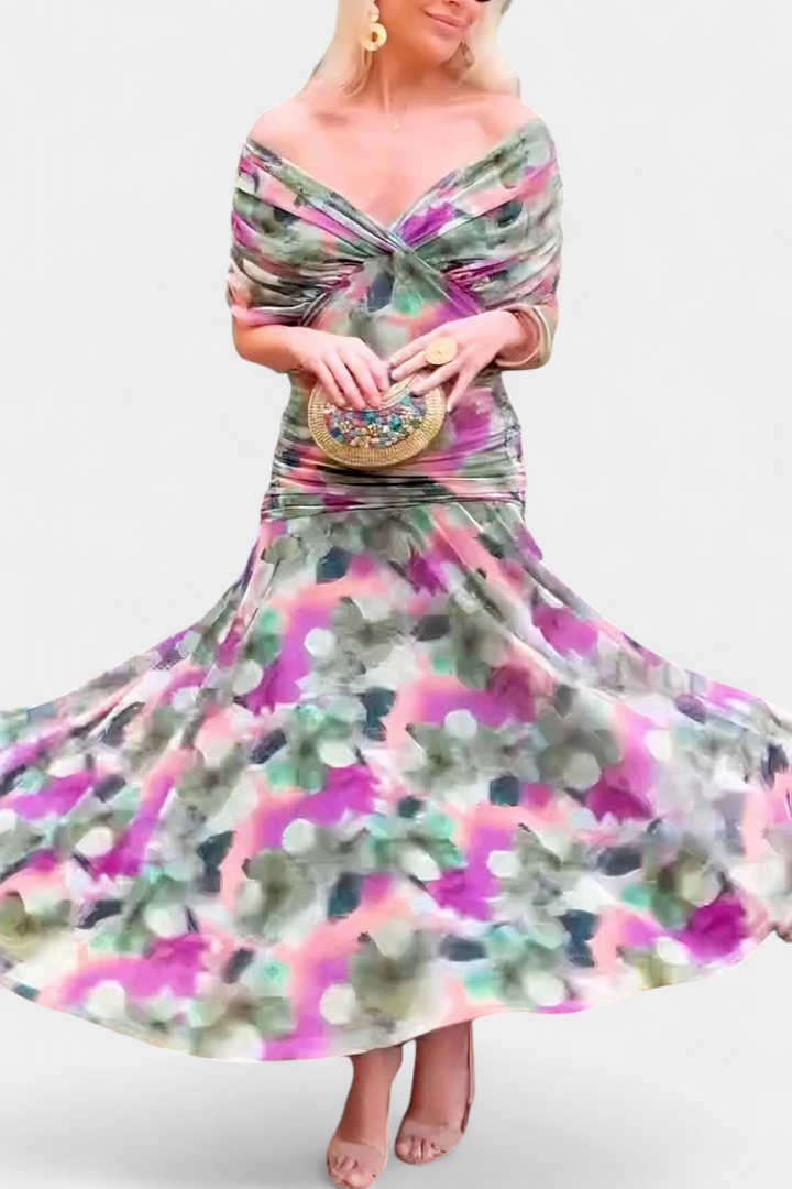 Jolene | Women's Floral Off-Shoulder Midi Dress