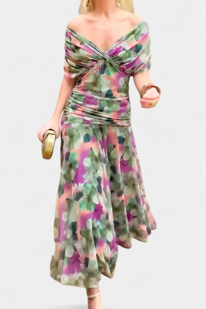 Jolene | Women's Floral Off-Shoulder Midi Dress