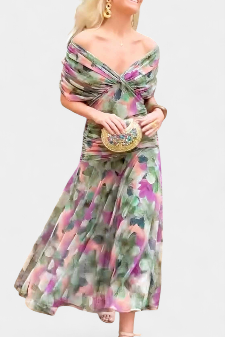 Jolene | Women's Floral Off-Shoulder Midi Dress