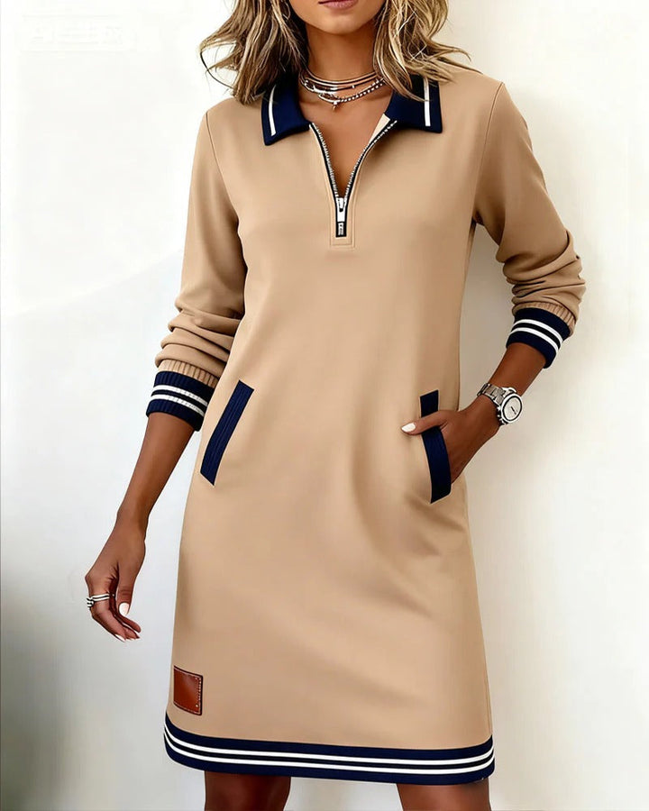 Nola | Women’s Cotton Mini Shirt Dress Zip Pockets