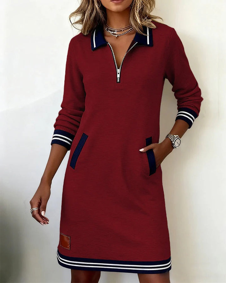 Nola | Women’s Cotton Mini Shirt Dress Zip Pockets