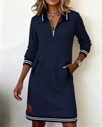 Nola | Women’s Cotton Mini Shirt Dress Zip Pockets