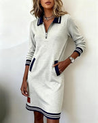 Nola | Women’s Cotton Mini Shirt Dress Zip Pockets