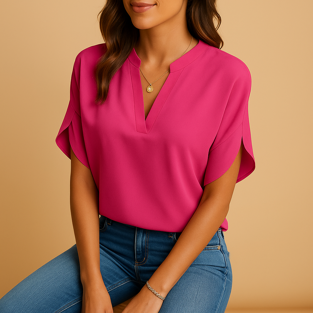 Marlowe | Women's Lightweight Draped V-Neck Blouse