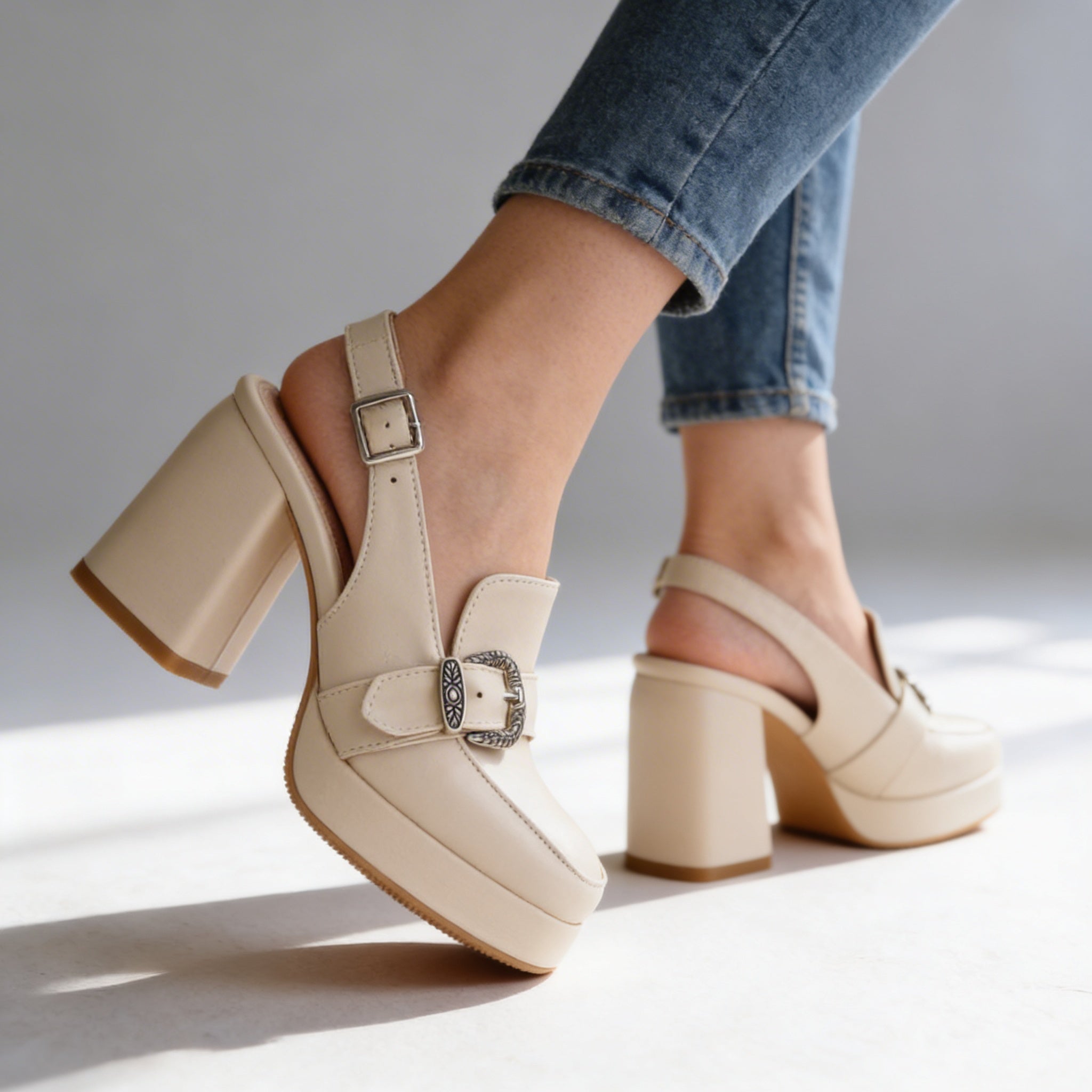 Lourdes | Women's Platform Slingback Loafers
