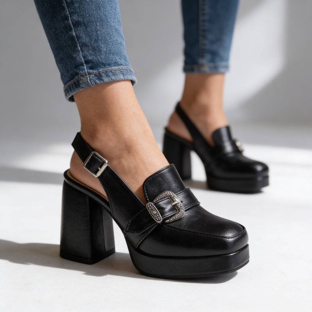 Lourdes | Women's Platform Slingback Loafers