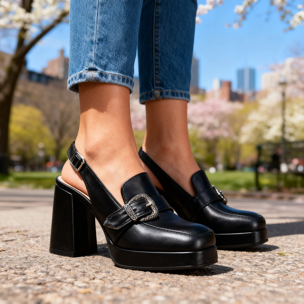 Lourdes | Women's Platform Slingback Loafers