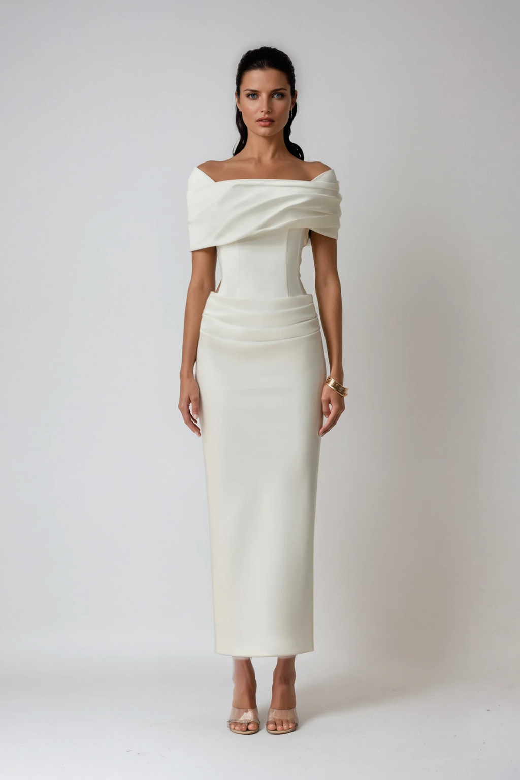 Elise | Women's Ruched Off-Shoulder Maxi Dress