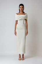 Elise | Women's Ruched Off-Shoulder Maxi Dress