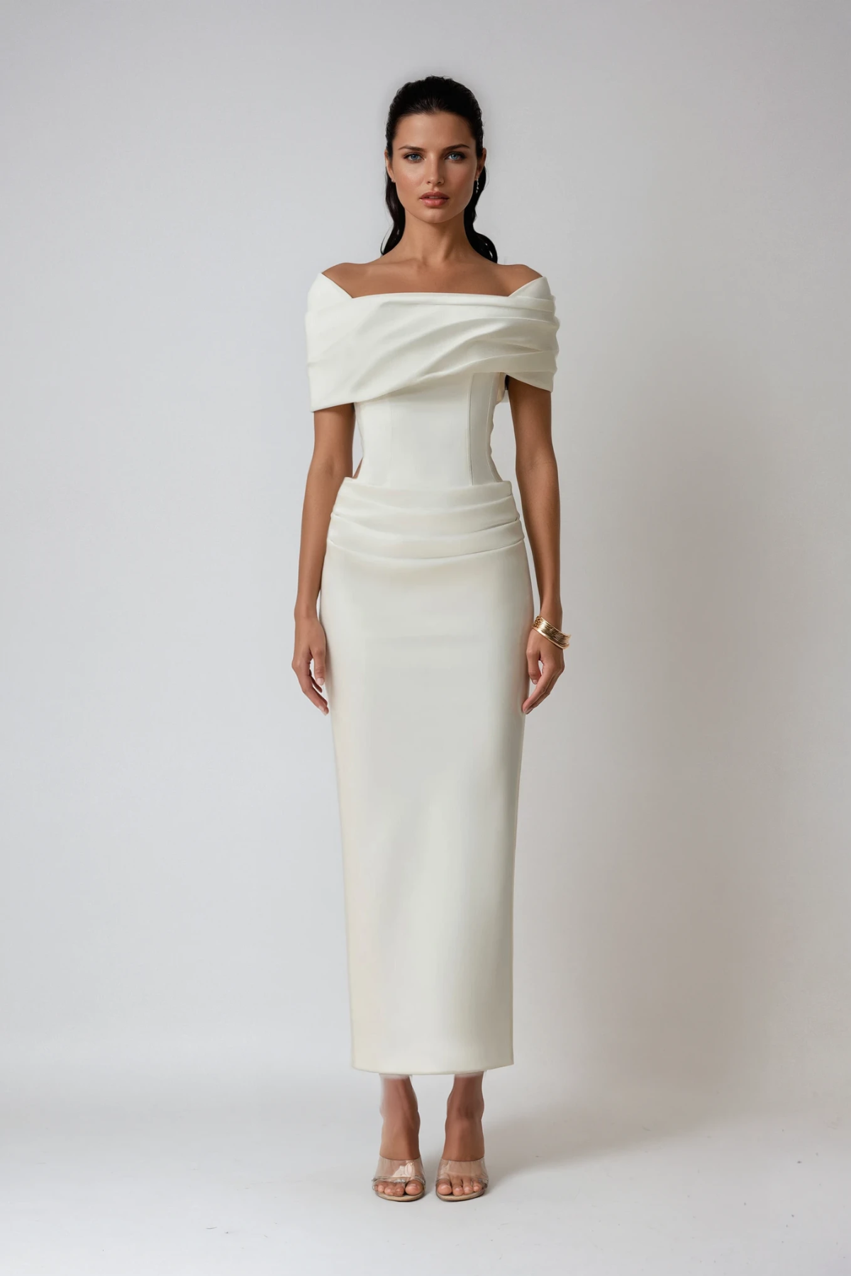 Elise | Women's Ruched Off-Shoulder Maxi Dress
