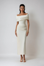 Elise | Women's Ruched Off-Shoulder Maxi Dress