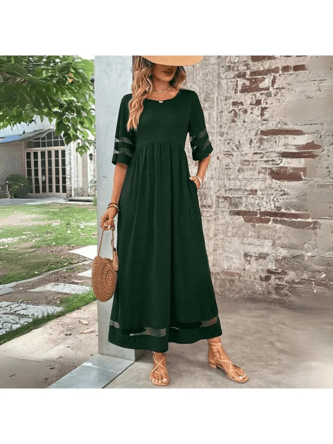 Romy | Women's Sheer Panel Maxi Dress