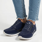 Lennox | Women's Navy Zip-Up Casual Sneakers