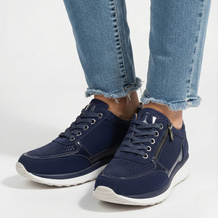 Lennox | Women's Navy Zip-Up Casual Sneakers