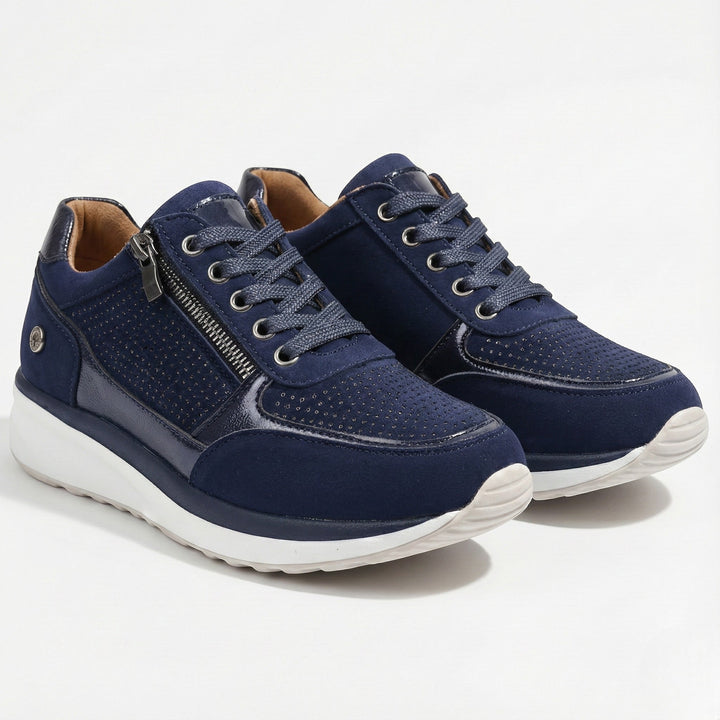 Lennox | Women's Navy Zip-Up Casual Sneakers