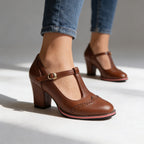 Esme | Women's T-Strap Mary Jane Brogue Heels