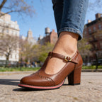 Esme | Women's T-Strap Mary Jane Brogue Heels