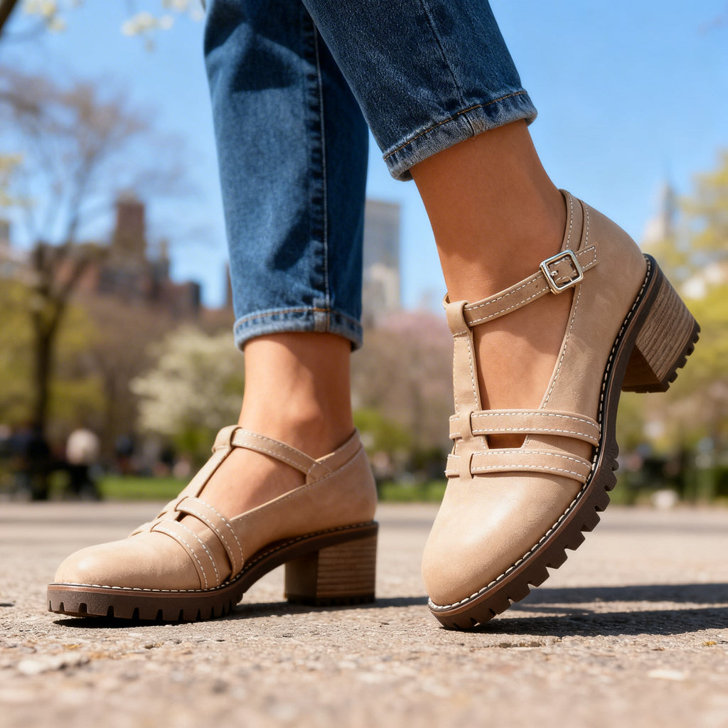 Romilly | Women's T-Strap Block Heel Loafers
