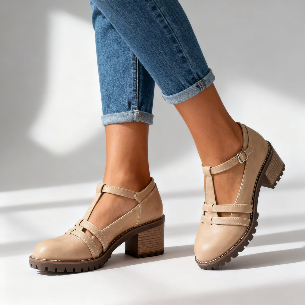 Romilly | Women's T-Strap Block Heel Loafers