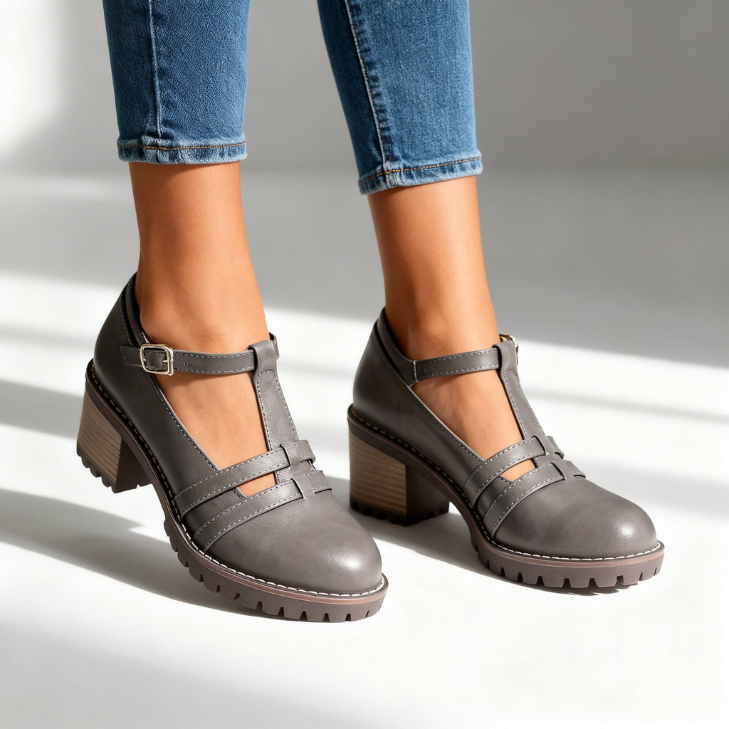 Romilly | Women's T-Strap Block Heel Loafers