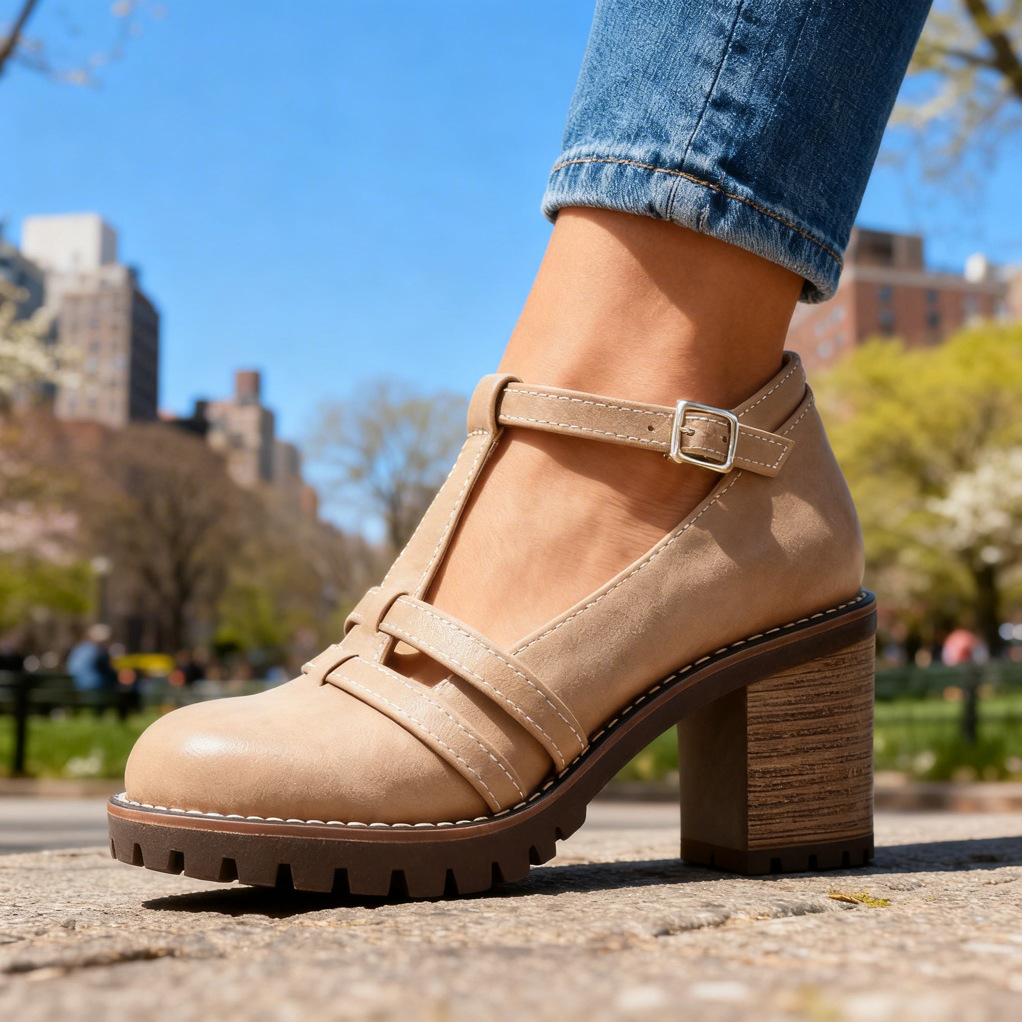 Romilly | Women's T-Strap Block Heel Loafers