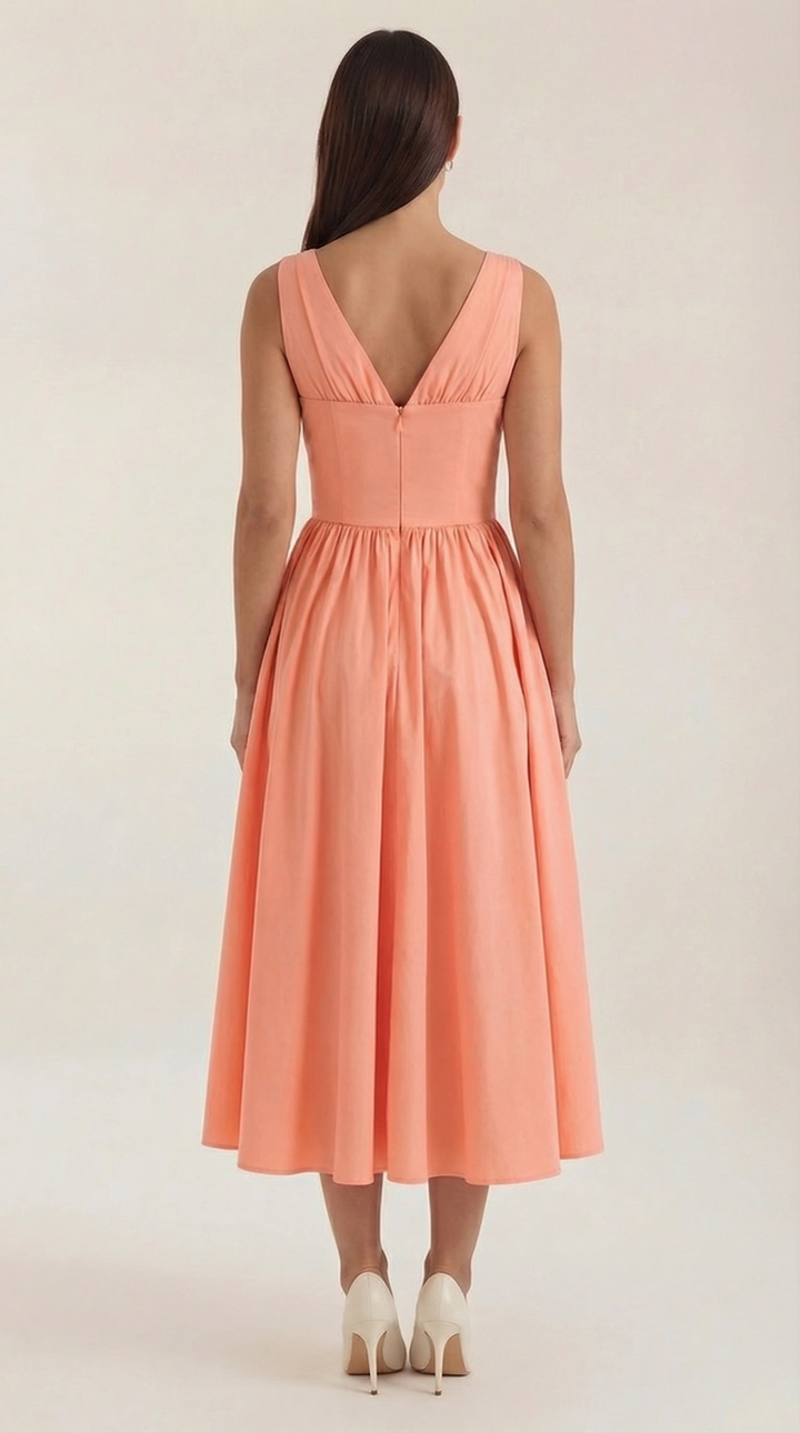 Sofia | Women's Plunge Midi Dress Elegant