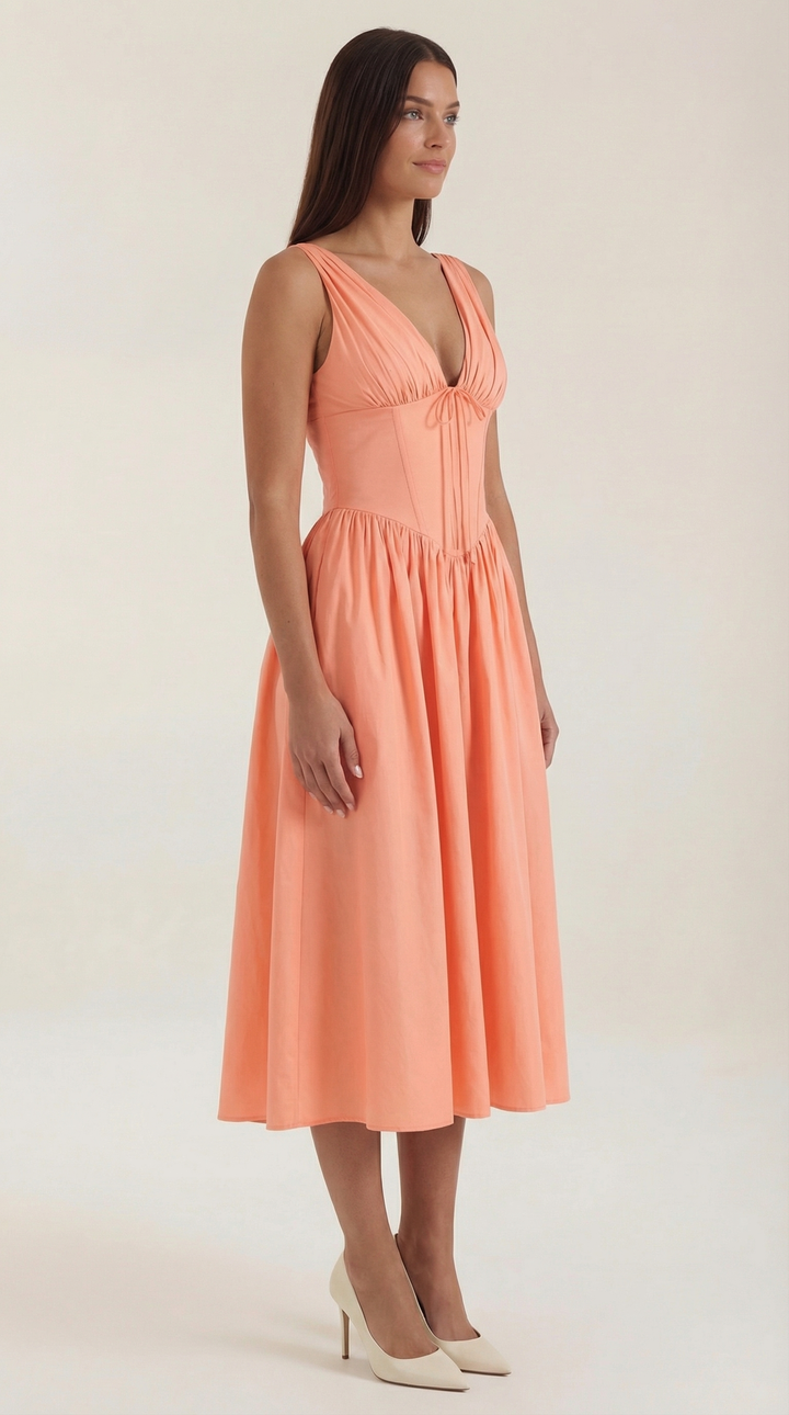 Thea | Women's Tie Front Midi Dress