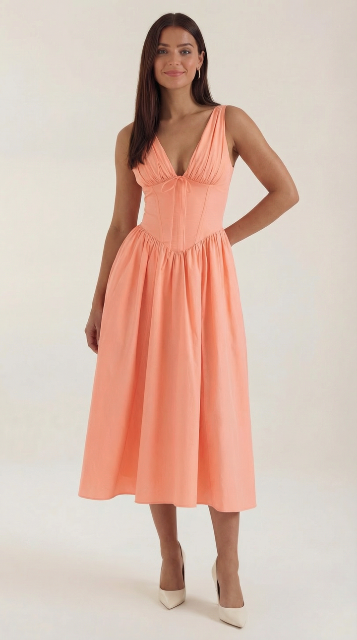 Sofia | Women's Plunge Midi Dress Elegant
